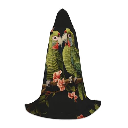 ZXERTG Umhang mit Kapuze für Paare, Papageien, Olivendruck, für Halloween-Kostüme, perfekt für Zauberer, Vampir, Sensenmann, mehr Cosplay von ZXERTG