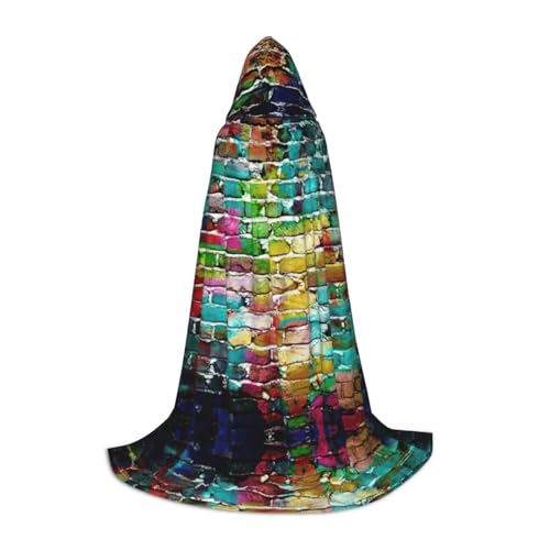 ZXERTG Umhang mit Kapuze mit buntem Graffiti-Ziegeldruck, für Halloween-Kostüme, perfekt für Zauberer, Vampir, Sensenmann, mehr Cosplay von ZXERTG