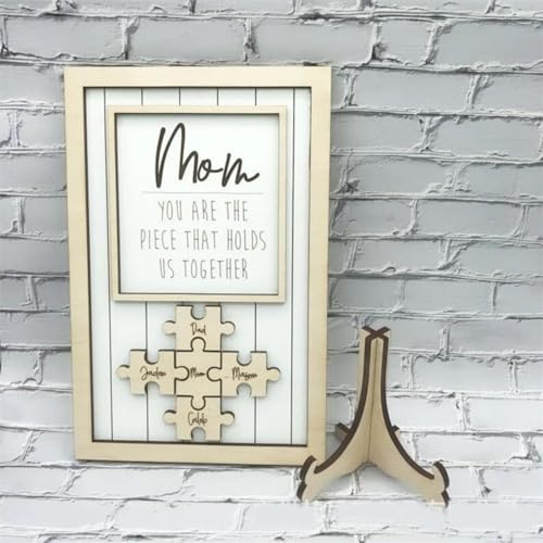 Holzpuzzle-Schild zum Muttertag, personalisiertes Geschenk für Mutter, Mutter, Sie sind das Stück, das uns zusammenhält, Mutter-Puzzleteil, Geburtstagsgeschenk für Mutter, Oma (Holz, 18 x 28 cm) von ZXH