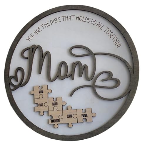 Personalisiertes Holzpuzzle, Muttertags-Puzzle-Schild, personalisiertes Geschenk für Mutter, Sie sind das Stück, das uns zusammenhält, Mutter-Puzzleteil, individuelles Puzzle-Namensschild, beste von ZXH