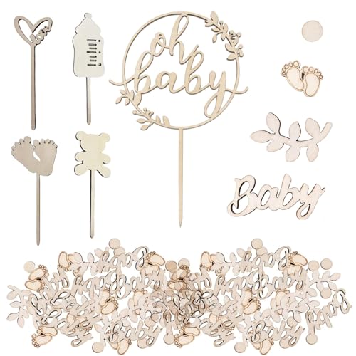 Babyparty Deko, 5 Holz Baby Cake Topper Mit 100 Dekorative Holzblöcke, Kreative Kid Party Dekoration, Kuchen Topper Für Baby Shower, Gender Reveal Party, Geburtstagsfeiern Babyparty Deko, 5 Holz Baby Cake Topper Mit 100 Dekorative Holzblöcke, Kreative Kid Party Dekoration, Kuchen Topper Für Baby Shower, Gender Reveal Party, Geburtstagsfeiern von ZXJLWR