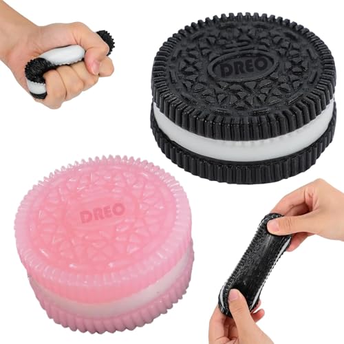 Keks-Stressabbau-Spielzeug, 2 Stück Anti-Stress-Spielzeug Keks, Biscuit Stress Relief Spielzeug, Jungen Und Mädchen Squeeze Toy (Schwarz, Pink) von ZXJLWR