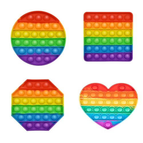 Plopper Spielzeug, 4 Stück Pop Bubble Fidget Toys, Regenbogen Antistress Spielzeug, Sensorisches Spielzeug, Relief Angst Autismus, Antistress Spielzeug Für Kinder Und Erwachsene von ZXJLWR