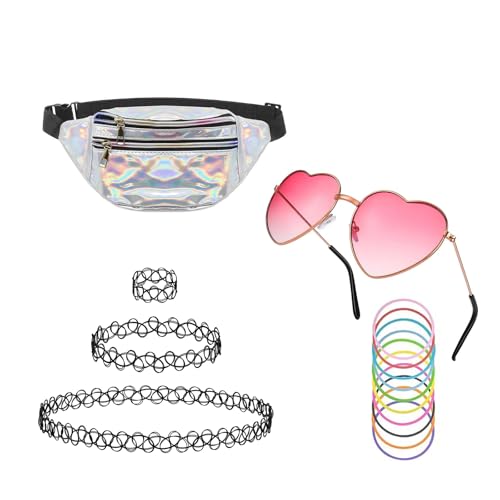 ZXJLWR 15-StüCk 90er Jahre Outfit Damen,90er Jahre Outfit Damen, Malle Accessoires,Csd Outfit Damen Festival Outfit Damen, Bauchtasche Damen Silber, Herzbrille Rosa, Tattoo Kette 90s,Modeartikel ZXJLWR 15-StüCk 90er Jahre Outfit Damen,90er Jahre Outfit Damen, Malle Accessoires,Csd Outfit Damen Festival Outfit Damen, Bauchtasche Damen Silber, Herzbrille Rosa, Tattoo Kette 90s,Modeartikel von ZXJLWR