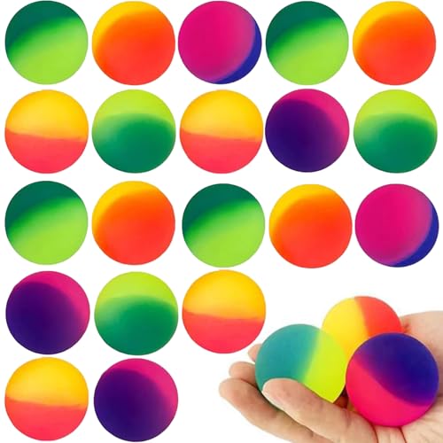 ZXJLWR Flummi 25mm, 20 Stück Gummiball Kinder, Zwei Töne Flummies für Kinder, Matte Oberfläche Springball für Kinder, Fallfestigkeit Hüpfball Unterhaltung Freien Innenbereich von ZXJLWR