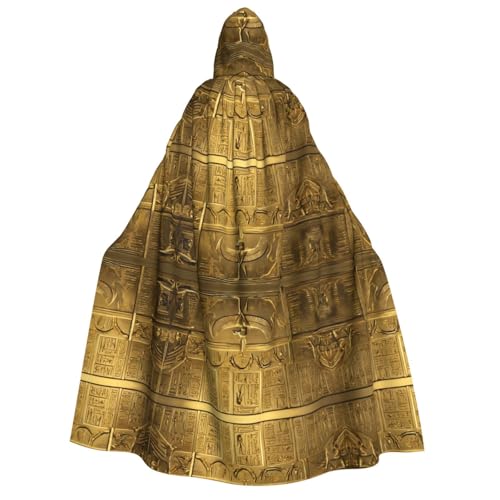 ZXMDZTSS Ägypten Hieroglyphen – Erwachsenen-Halloween-Kapuzenumhang | Volldruckumhang | Nackenverschluss von ZXMDZTSS