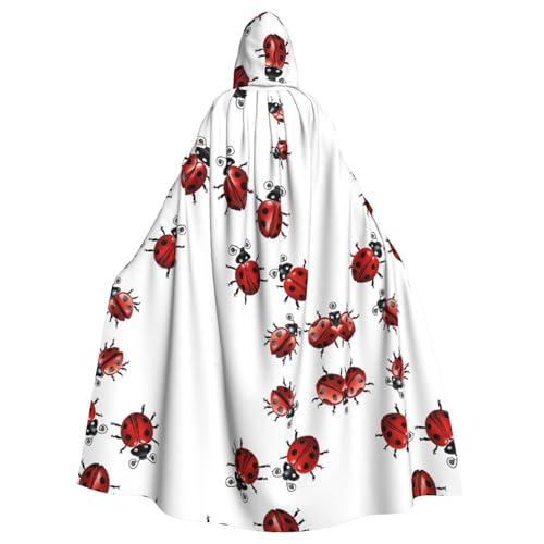 ZXMDZTSS Art Ladybug Tracks Print – Druck Halloween Kapuzenumhang Erwachsene | Volldruck Umhang | Partykostüm | Bindeverschluss Polyester von ZXMDZTSS
