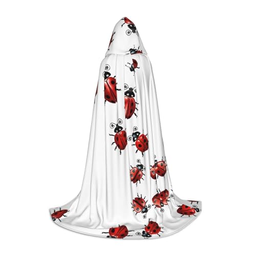 ZXMDZTSS Art Ladybug Tracks Print – Druck Jugend Kapuzenumhang | Umhang für Teenager | Halloween-Kostüm | wiederverwendbare Partykleidung L von ZXMDZTSS