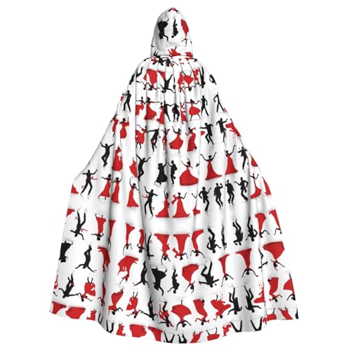 ZXMDZTSS Ballsaal Dance – Druck Halloween Kapuzenumhang Erwachsene | Volldruck Umhang | Partykostüm | Bindeverschluss Polyester von ZXMDZTSS