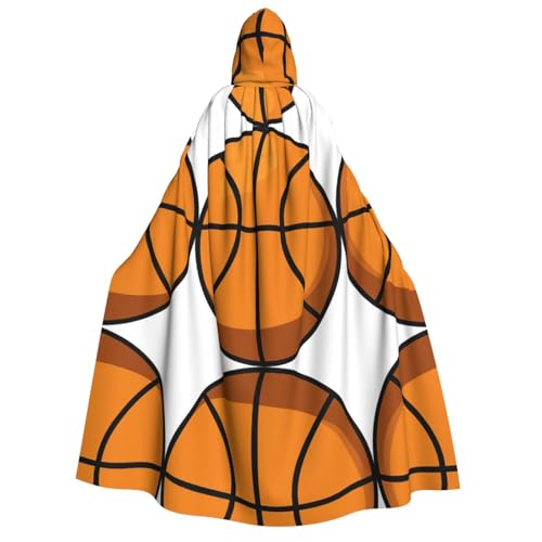 ZXMDZTSS Basketball-Druck – Erwachsenen-Halloween-Kapuzenumhang | Volldruckumhang | Nackenverschluss von ZXMDZTSS