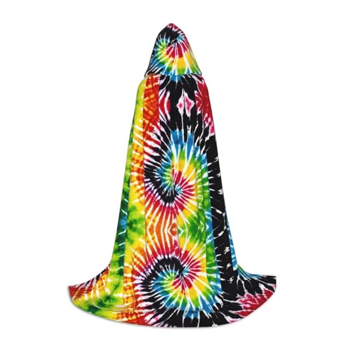 ZXMDZTSS Batik-Hippie-Aufdruck, Jugend-Kapuzenumhang, Umhang für Teenager, Halloween-Kostüm, wiederverwendbare Partykleidung, Größe M von ZXMDZTSS