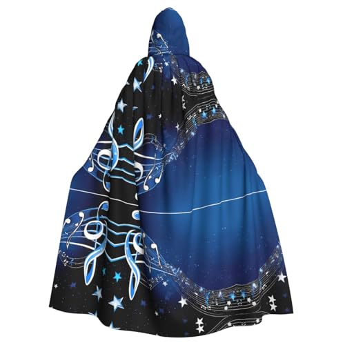 ZXMDZTSS Blaue Musik – Druck Halloween Kapuzenumhang Erwachsene | Volldruck Umhang | Partykostüm | Bindeverschluss Polyester von ZXMDZTSS