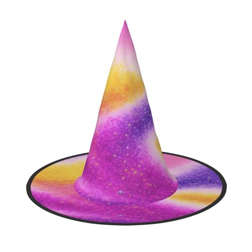 ZXMDZTSS Buntes Sternenlicht-Druckmuster – Halloween-Hut für Erwachsene, Festivalkleidung, Hexenkostüm-Zubehör, Oxford-Stoff, 1 Stück von ZXMDZTSS