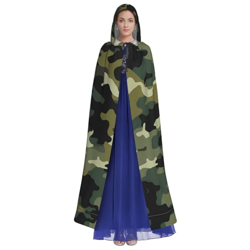 ZXMDZTSS Camouflage-Muster – Druck für Erwachsene, Halloween-Kapuzenumhang | Volldruckumhang | Nackenverschluss von ZXMDZTSS