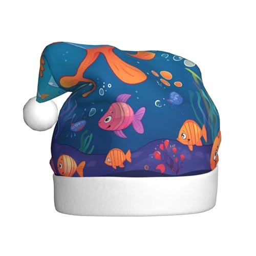 ZXMDZTSS Cartoon-Seefisch-Druck für Erwachsene, Plüsch-Weihnachtsmütze, gemütlich, festlich, Weihnachtsmann-Kopfbedeckung, Pom-Pom für Weihnachten, Partys, Feiertage. ZXMDZTSS Cartoon-Seefisch-Druck für Erwachsene, Plüsch-Weihnachtsmütze, gemütlich, festlich, Weihnachtsmann-Kopfbedeckung, Pom-Pom für Weihnachten, Partys, Feiertage. von ZXMDZTSS