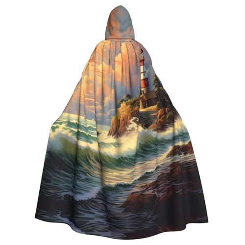 ZXMDZTSS Coast House – Halloween-Kapuzenumhang für Erwachsene, Volldruck, Party-Kostüm, Bindeverschluss, Polyester von ZXMDZTSS