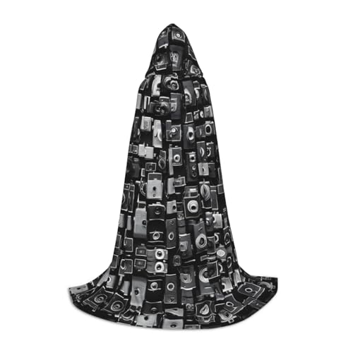 ZXMDZTSS Coole Retro-Kamera-Kollektion, bedruckter Jugend-Kapuzenumhang, Umhang für Teenager, Halloween-Kostüm, wiederverwendbare Partykleidung, Größe S von ZXMDZTSS