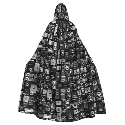 ZXMDZTSS Coole Retro-Kamera-Kollektion – Druck Halloween Kapuzenumhang Erwachsene | Volldruck Umhang | Party-Kostüm | Bindeverschluss Polyester von ZXMDZTSS