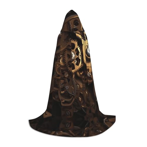 ZXMDZTSS Coole Steampunk-Zahnräder – Bedruckter Jugend-Kapuzenumhang, Umhang für Teenager, Halloween-Kostüm, wiederverwendbare Partykleidung, Größe S von ZXMDZTSS