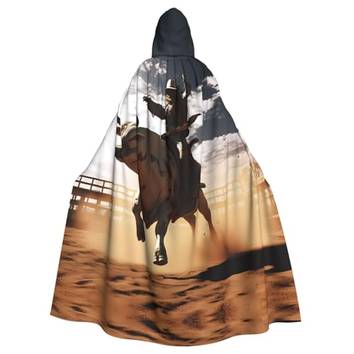 ZXMDZTSS Cooler Bullenreiten-Halloween-Kapuzenumhang für Erwachsene, vollständiger Druck, Party-Kostüm, Bindeverschluss, Polyester von ZXMDZTSS