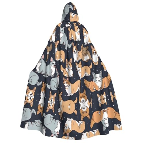 ZXMDZTSS Corgi-Muster – Erwachsenen-Halloween-Kapuzenumhang | Volldruckumhang | Nackenverschluss ZXMDZTSS Corgi-Muster – Erwachsenen-Halloween-Kapuzenumhang | Volldruckumhang | Nackenverschluss von ZXMDZTSS