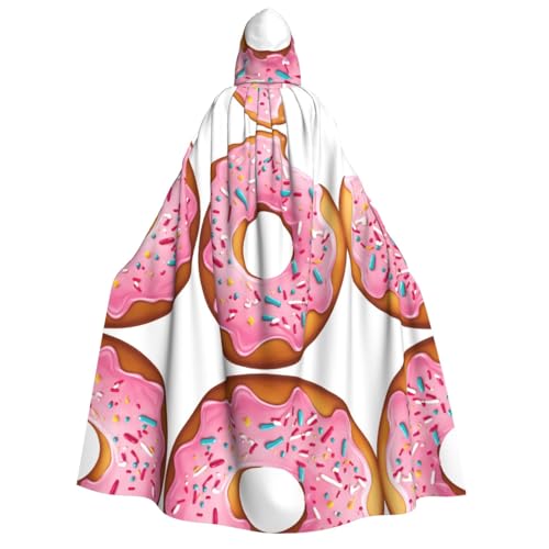 ZXMDZTSS Donut-Druck – Erwachsenen-Halloween-Kapuzenumhang | Volldruck-Umhang | Nackenverschluss von ZXMDZTSS
