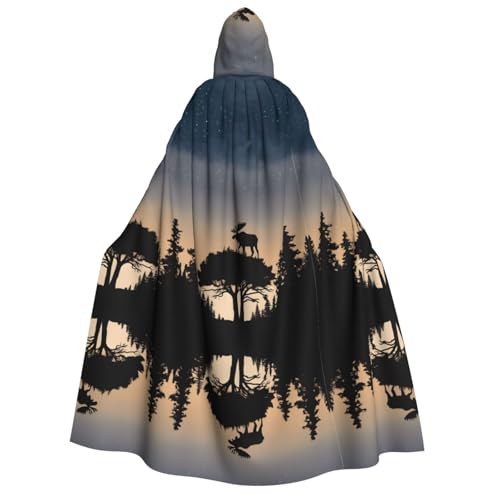 ZXMDZTSS Elch, Berg, Kiefernbaum, Wildnis, Druck, Erwachsene, Halloween-Kapuzenumhang, Umhang mit Volldruck, Nackenverschluss ZXMDZTSS Elch, Berg, Kiefernbaum, Wildnis, Druck, Erwachsene, Halloween-Kapuzenumhang, Umhang mit Volldruck, Nackenverschluss von ZXMDZTSS