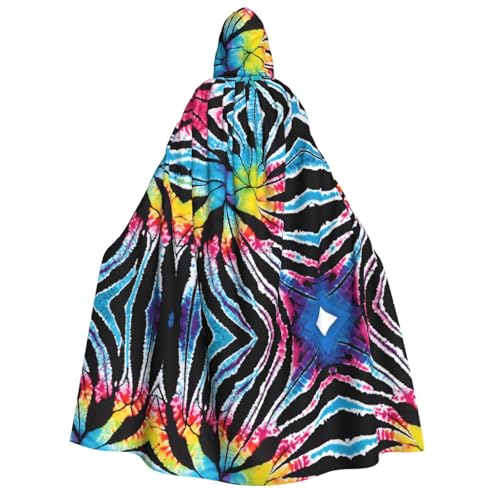 ZXMDZTSS Exotic Tribe Tie Dye Style - Print Erwachsene Halloween Kapuzenumhang | Volldruck Cape | Necktie Closure von ZXMDZTSS