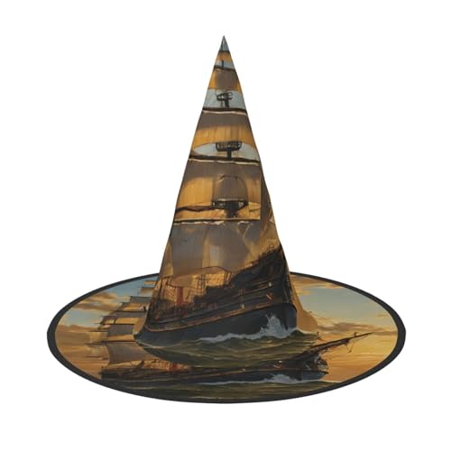 ZXMDZTSS Fantasy-Piratenschiff-Druck, Halloween-Hut für Erwachsene, Festivalkleidung, Hexenkostüm-Zubehör, Oxford-Stoff, 3 Stück ZXMDZTSS Fantasy-Piratenschiff-Druck, Halloween-Hut für Erwachsene, Festivalkleidung, Hexenkostüm-Zubehör, Oxford-Stoff, 3 Stück von ZXMDZTSS