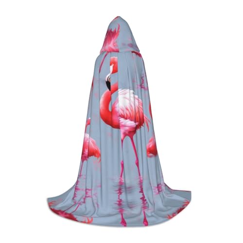 ZXMDZTSS Flamingo-Druck, Jugend-Kapuzenumhang, Umhang für Teenager, Halloween-Kostüm, wiederverwendbar, Partykleidung, Größe L von ZXMDZTSS