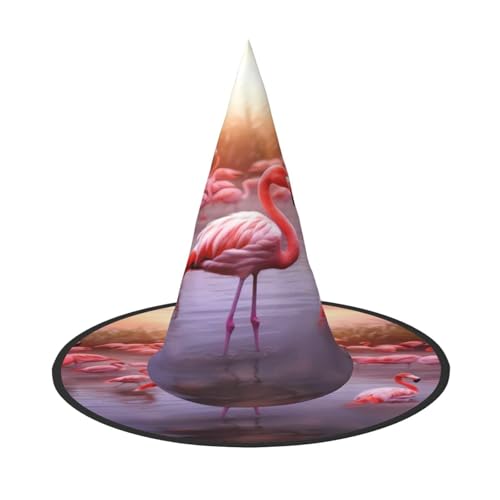 ZXMDZTSS Flamingos – Halloween-Hut für Erwachsene, Festivalkleidung, Hexenkostüm-Zubehör, Oxford-Stoff, 3 Stück von ZXMDZTSS