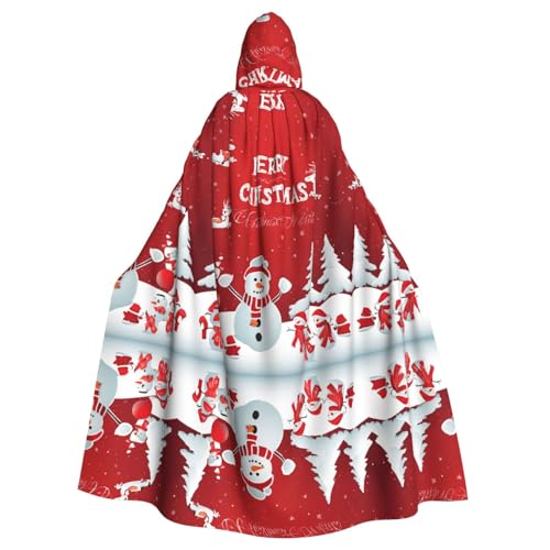 ZXMDZTSS Frohe Weihnachten bedruckt – Druck Halloween Kapuzenumhang Erwachsene | Volldruck Umhang | Partykostüm | Bindeverschluss Polyester von ZXMDZTSS