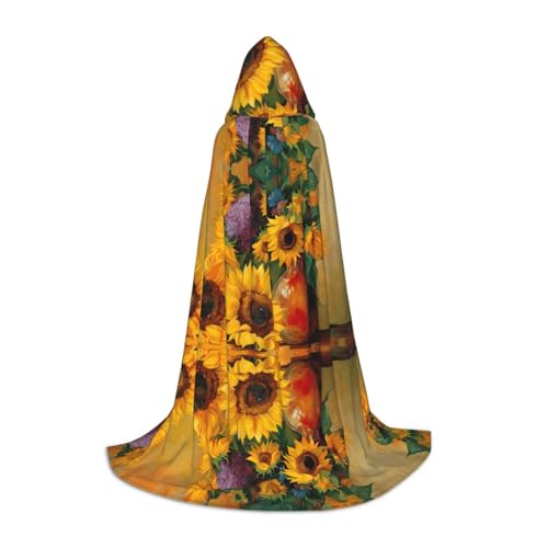 ZXMDZTSS Gelbe Sonnenblumen-Aufdruck, Jugend-Kapuzenumhang, Umhang für Teenager, Halloween-Kostüm, wiederverwendbare Partykleidung, Größe S von ZXMDZTSS