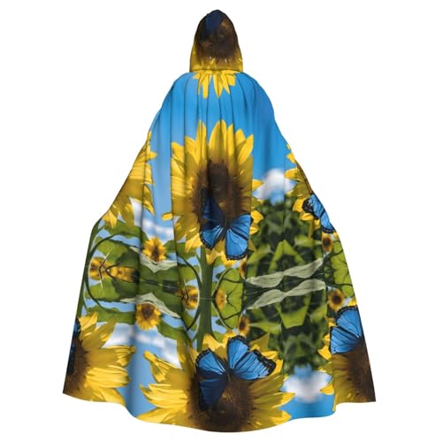 ZXMDZTSS Gelbe Sonnenblumen mit blauen Schmetterlingen – Druck Halloween Kapuzenumhang Erwachsene | Volldruck Umhang | Partykostüm | Bindeverschluss Polyester ZXMDZTSS Gelbe Sonnenblumen mit blauen Schmetterlingen – Druck Halloween Kapuzenumhang Erwachsene | Volldruck Umhang | Partykostüm | Bindeverschluss Polyester von ZXMDZTSS