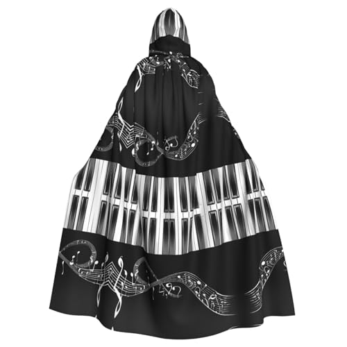 ZXMDZTSS Gitarren-Piano-Muster – Druck Halloween Kapuzenumhang Erwachsene | Volldruck Umhang | Party-Kostüm | Bindeverschluss Polyester von ZXMDZTSS