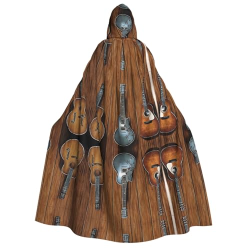 ZXMDZTSS Gitarrenkunst-Druck, Erwachsenen-Umhang mit Kapuze, Umhang mit Volldruck, Nackenverschluss von ZXMDZTSS