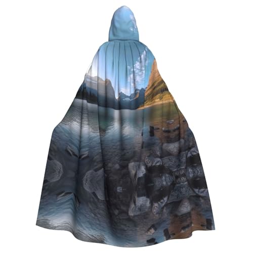 ZXMDZTSS Gletscher-Nationalpark-Druck, Halloween-Kapuzenumhang für Erwachsene, Volldruck, Party-Kostüm, Bindeverschluss, Polyester von ZXMDZTSS