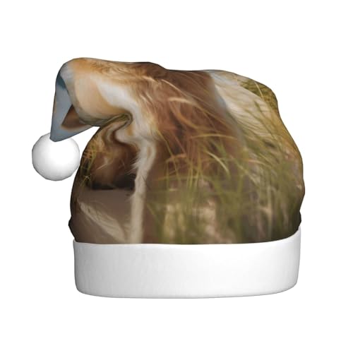 ZXMDZTSS Golden Retriever am Strand – Druck für Erwachsene, Plüsch-Weihnachtsmütze, gemütlich, festlich, Weihnachtsmann-Kopfbedeckung, Pompon für Weihnachten, Partys, Feiertage. ZXMDZTSS Golden Retriever am Strand – Druck für Erwachsene, Plüsch-Weihnachtsmütze, gemütlich, festlich, Weihnachtsmann-Kopfbedeckung, Pompon für Weihnachten, Partys, Feiertage. von ZXMDZTSS