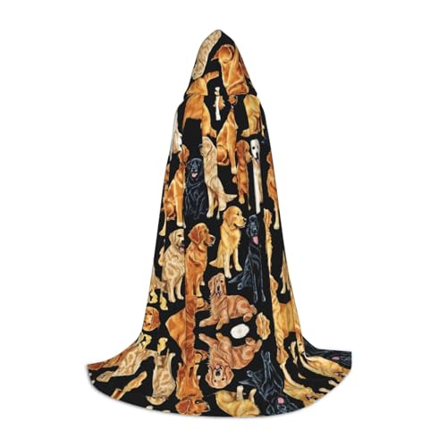 ZXMDZTSS Golden Retrievers Kapuzenumhang für Jugendliche, Halloween-Kostüm, wiederverwendbare Partykleidung, Größe S von ZXMDZTSS