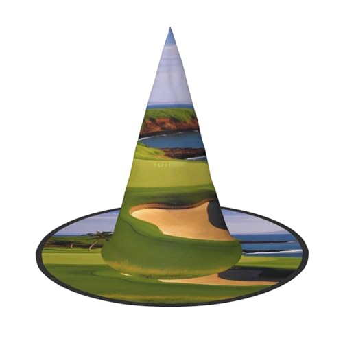 ZXMDZTSS Golfplatz-Druck, Halloween-Hut für Erwachsene, Festivalkleidung, Hexenkostüm-Zubehör, Oxford-Stoff, 1 Stück von ZXMDZTSS