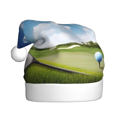 ZXMDZTSS Golfschläger-Druck für Erwachsene, Plüsch-Weihnachtsmütze, gemütlich, festlich, Weihnachtsmann-Kopfbedeckung, Pom-Pom für Weihnachten, Partys, Feiertage. ZXMDZTSS Golfschläger-Druck für Erwachsene, Plüsch-Weihnachtsmütze, gemütlich, festlich, Weihnachtsmann-Kopfbedeckung, Pom-Pom für Weihnachten, Partys, Feiertage. von ZXMDZTSS