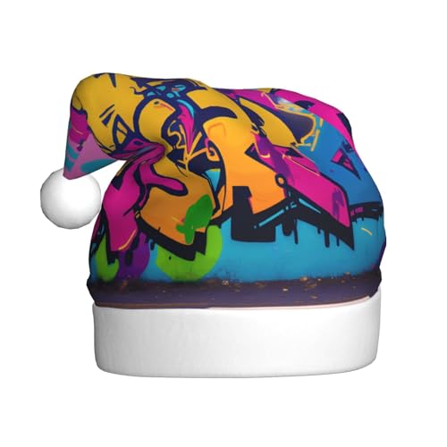 ZXMDZTSS Graffiti-Wanddruck für Erwachsene, Plüsch-Weihnachtsmütze, gemütlich, festlich, Weihnachtsmann-Kopfbedeckung, Pompon für Weihnachtsfeiern, Feiertage. ZXMDZTSS Graffiti-Wanddruck für Erwachsene, Plüsch-Weihnachtsmütze, gemütlich, festlich, Weihnachtsmann-Kopfbedeckung, Pompon für Weihnachtsfeiern, Feiertage. von ZXMDZTSS