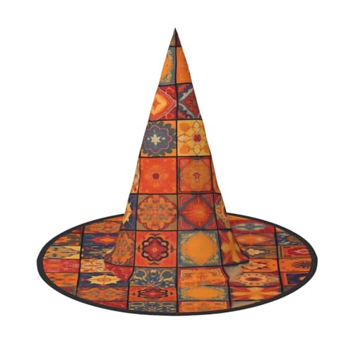 ZXMDZTSS Gruppe marokkanischer geometrischer Halloween-Hut für Erwachsene, Festivalkleidung, Hexenkostüm-Zubehör, Oxford-Stoff, 1 Stück von ZXMDZTSS