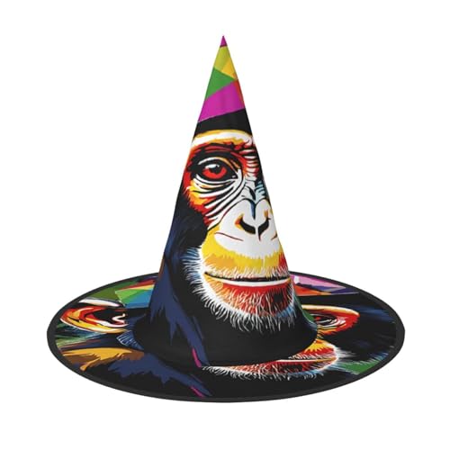 ZXMDZTSS Halloween-Hut mit Affen-Druck, für Erwachsene, Festivalkleidung, Hexenkostüm-Zubehör, Oxford-Stoff, 1 Stück von ZXMDZTSS