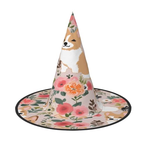 ZXMDZTSS Halloween-Hut mit Blumenaufdruck, für Erwachsene, Festivalkleidung, Hexenkostüm-Zubehör, Oxford-Stoff, 3 Stück von ZXMDZTSS