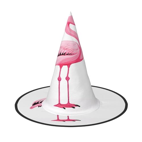 ZXMDZTSS Halloween-Hut mit Flamingo-Aufdruck für Erwachsene, Festivalkleidung, Hexenkostüm-Zubehör, Oxford-Stoff, 1 Stück von ZXMDZTSS