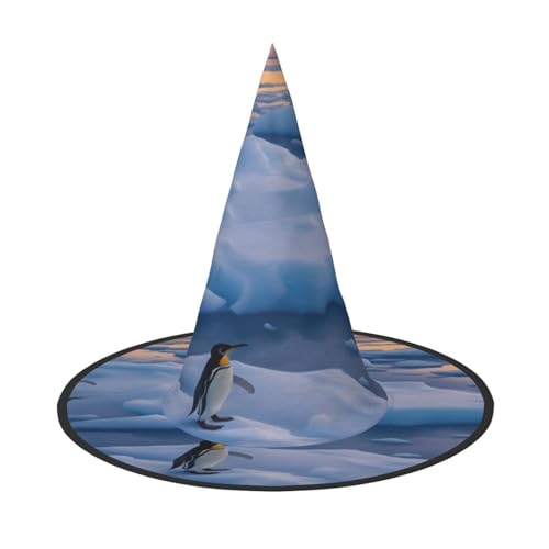 ZXMDZTSS Halloween-Hut mit Pinguin-Sonnenuntergang, für Erwachsene, Festivalkleidung, Hexenkostüm-Zubehör, Oxford-Stoff, 1 Stück von ZXMDZTSS