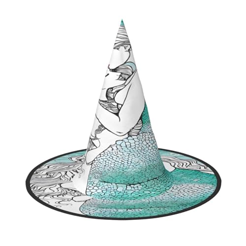 ZXMDZTSS Halloween-Hut mit Retro-Meerjungfrau-Druck, für Erwachsene, Festivalkleidung, Hexenkostüm-Zubehör, Oxford-Stoff, 3 Stück ZXMDZTSS Halloween-Hut mit Retro-Meerjungfrau-Druck, für Erwachsene, Festivalkleidung, Hexenkostüm-Zubehör, Oxford-Stoff, 3 Stück von ZXMDZTSS