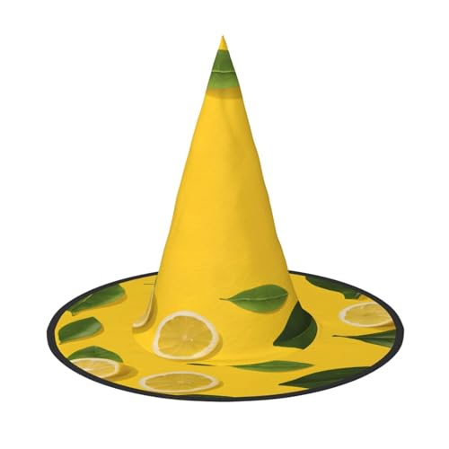 ZXMDZTSS Halloween-Hut mit gelbem Zitronen-Druck, für Erwachsene, Festivalkleidung, Hexenkostüm-Zubehör, Oxford-Stoff, 1 Stück von ZXMDZTSS