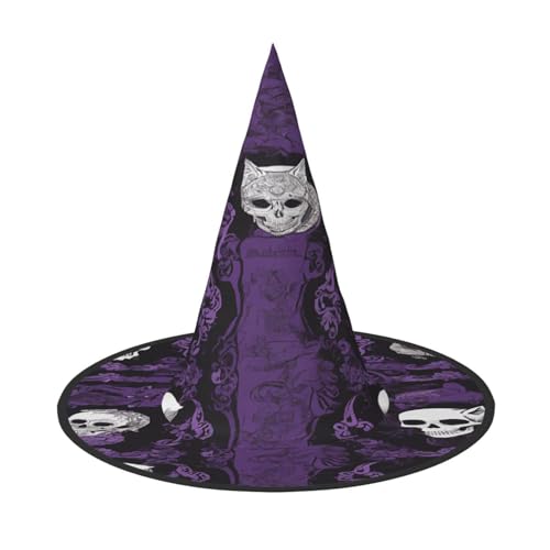 ZXMDZTSS Halloween-Hut mit gruseligem Gothic-Muster, für Erwachsene, Festivalkleidung, Hexenkostüm-Accessoire, Oxford-Stoff, 1 Stück von ZXMDZTSS